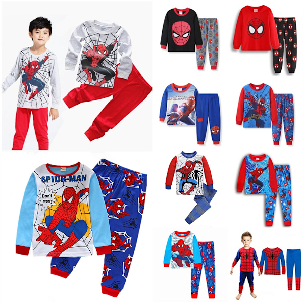 Spider-Man Pyjamas för Småbarn Pojkar Flickor Bomull Pyjamas för Pojke Nattkläder Långärmad Söt Tecknad Sovkläder Byxor Set #6 100cm