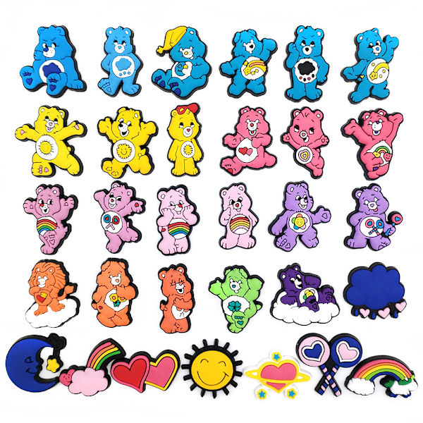 31 st Rainbow Bears Croc Charms Dekoration för Clog Sandaler Skor Tillbehör
