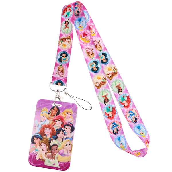 Seriefigur Prinsess Lanyard Arbets Skola ID-korthållare Fodral Halsband Hängande Rep C