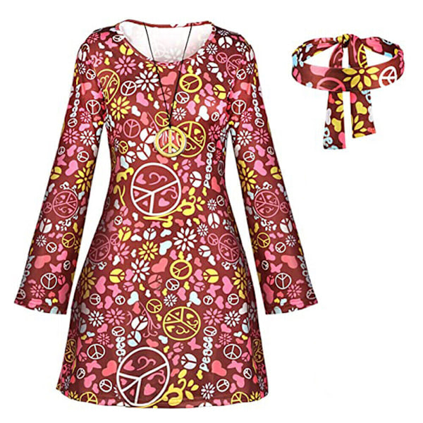 80-tals discokostym Maskeraddräkt 1970-tals hippie-kostym Retroset brown M