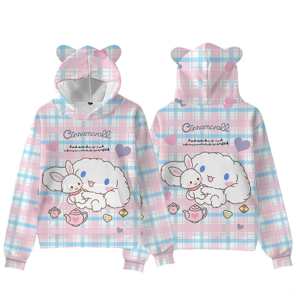 Kvinnor Flickor Cinnamoroll Hoodie Sweatshirt Hooded Pullover Toppar Jumper Hoody Coat B 2XL