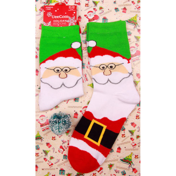 1/2/4/6 Damstrumpor Jul Tomte Snögubbe Vinter Benvärmare Glasses Santa Claus 2 Pairs