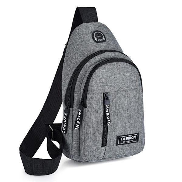 Män Bröstväska Pack Casual Dubbellager Dragkedja Shoulder Sling Ryggsäck Cross Body Väskor Gray