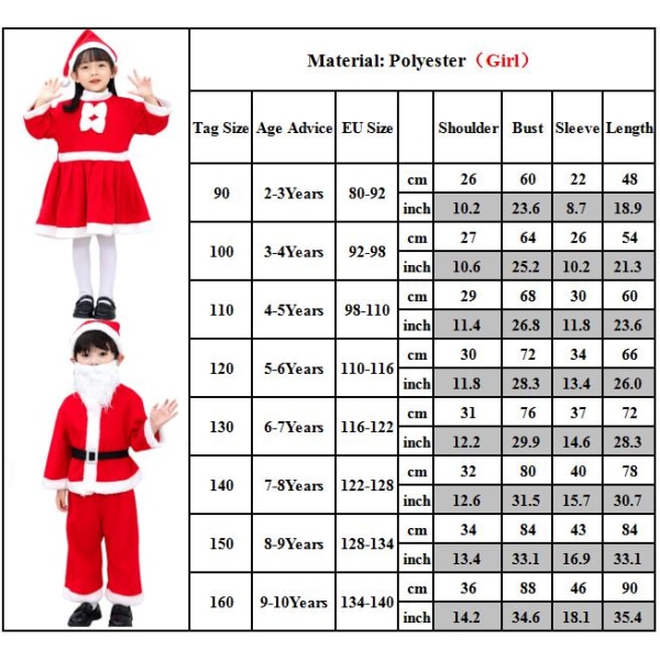 Jultomtekostym Jultomtekläder för barn Jultomtedräkt Jul girls 130cm