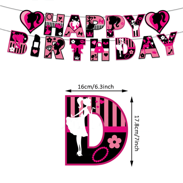 Barbie-tema ballonger banderoll barnkalasfest dekoration
