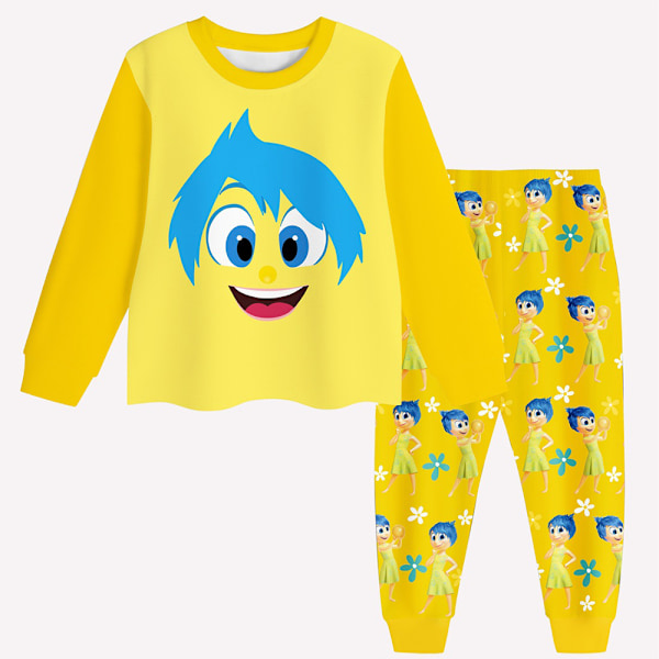 2024 Inside Out 2 Pyjamas Set Barn Pyjamas Tryckta Pyjamas Långärmad T-shirt Topp Och Byxor Sovkläder Loungewear Pjs Fans Gåvor 130cm