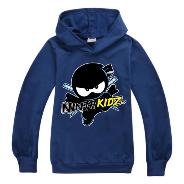 NUINJA Kids Hoodie Långärmad Hood Pullover Sweatshirt Toppar Navy blue 130cm