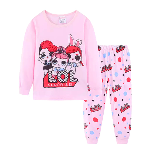 Barnflickors Pyjamas Långärmad Toppar Byxor 2PCS Set Nattkläder A 100cm