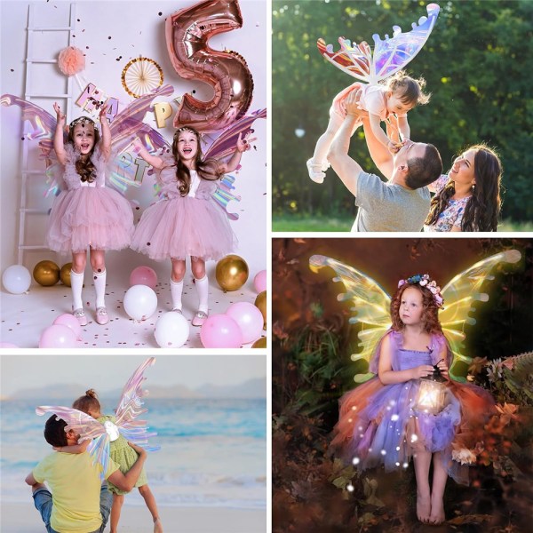 Kvinnors flicka Fairy Wings, Lys upp fjärilsvingar med LED-lampor Cosplay leksaker