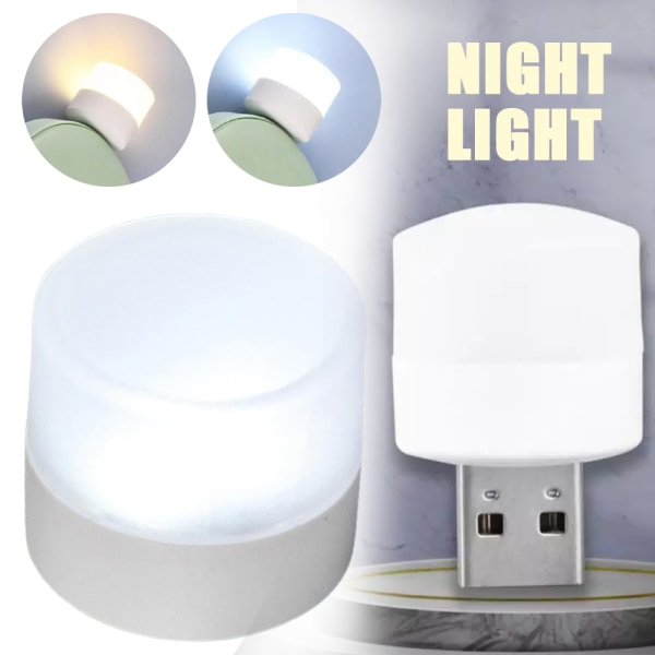 5V Mini LED-ljus Nattlampa Dator Mobil Ström Rund Lampa Warm color 8 PCS