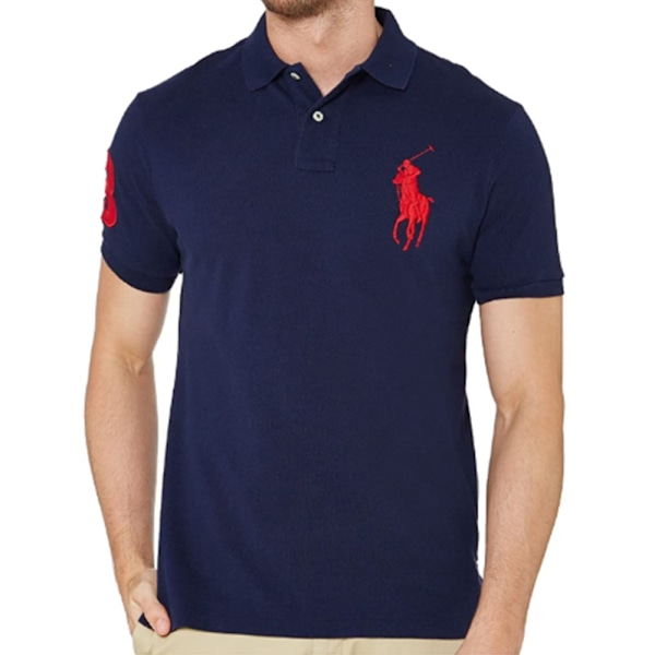 PoloRalphLauren Herr Classic Fit Kortärmad Poloshirt Royal Blue-Red 2XL