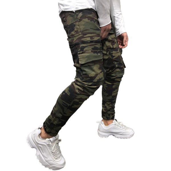 Män Camouflage Cargo Byxor Multi fickor Slim Jeans Casual 3XL 1701 | 3XL |  Fyndiq