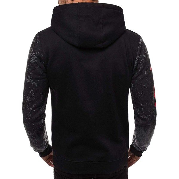Casual tröja för män 3D Slim Pullover Hoodie Autunm Winter Dark Grey 2XL