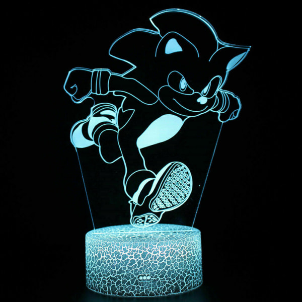 3D LED Leksaker Lampa Nattljus Sonic Cartoon Touch Bord Skrivbord Present MY-1634