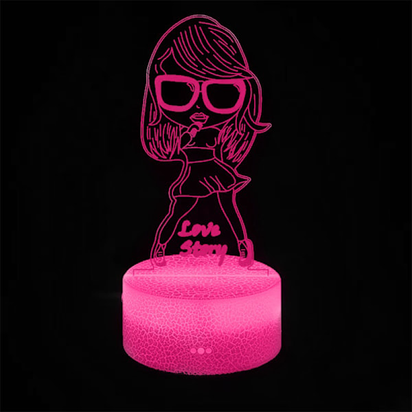 Taylor Swift 3D Illusion Lamp med fjärrkontroll 16 färger Ändring Tillbehör Saker Nattljus D