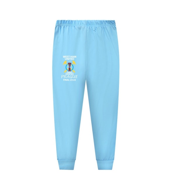 Stickad kostym barn flickor hemmakläder långärmad pyjamas set light blue 130cm