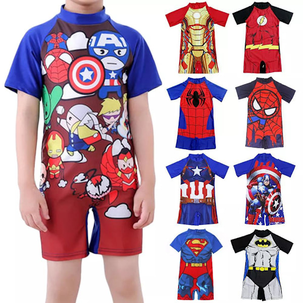 Barnbadkläder för pojkar Tecknad Avenger Småbarn Badkläder Baby Pojkar Baddräkt Surfkläder Hel Baddräkt Simdräkt #6 2XL