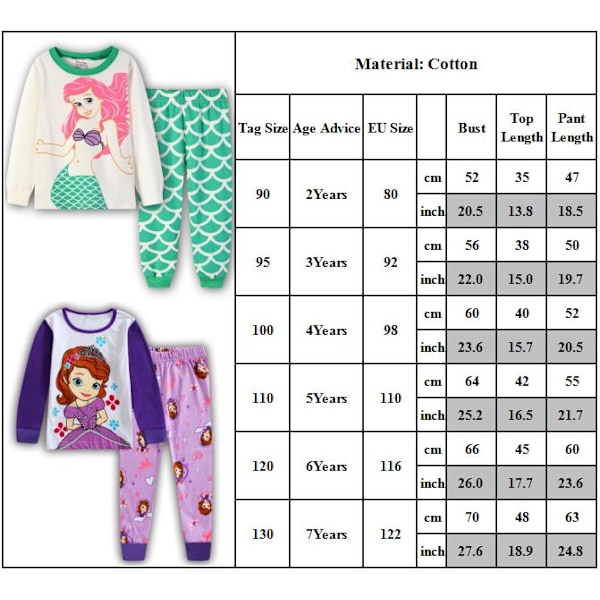 Frozen Prinsessa Småbarn Flickor Pyjamas Bomull Pjs för Pojke Nattkläder Långärmad Söt Tecknad Sovkläder Byxor Set #3 100cm