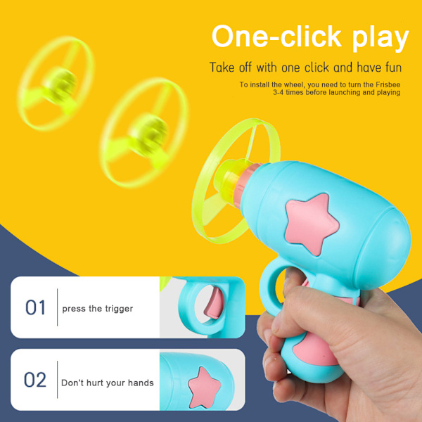 Flying Saucer Launcher Set Spinning Shooter Disc Leksaker för barn yellow