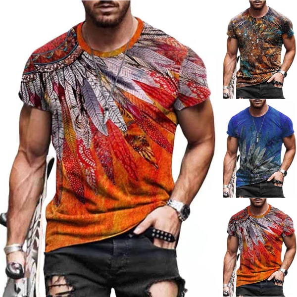 Kreativ 3D- printed rundhalsad kortärmad T-shirt för män As pics 2XL