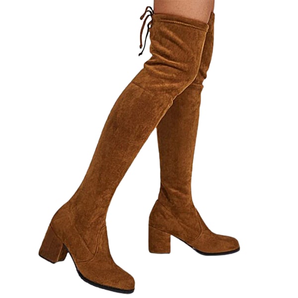 Ladies Winter Over The Knee Boots Halkfria långa stövlar brown 37