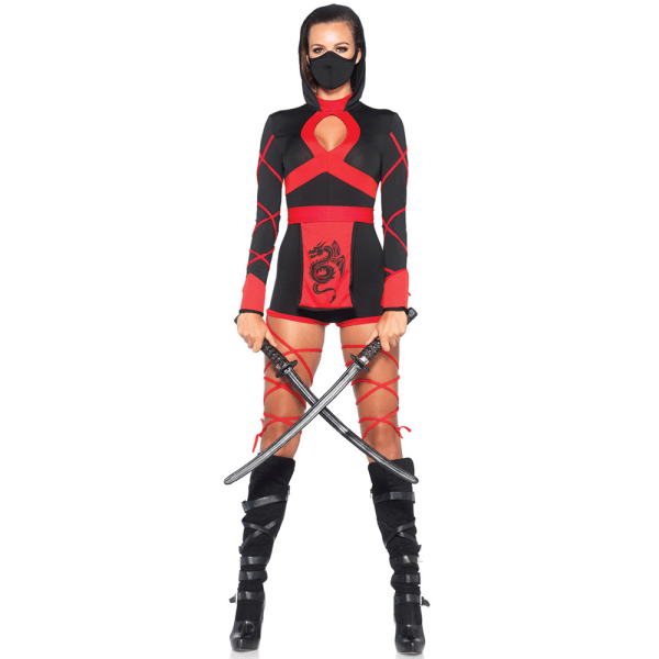 Ninja Cosplay Damdräkt Kvinnor Halloween Fest Kostym Maskeraddräkt M