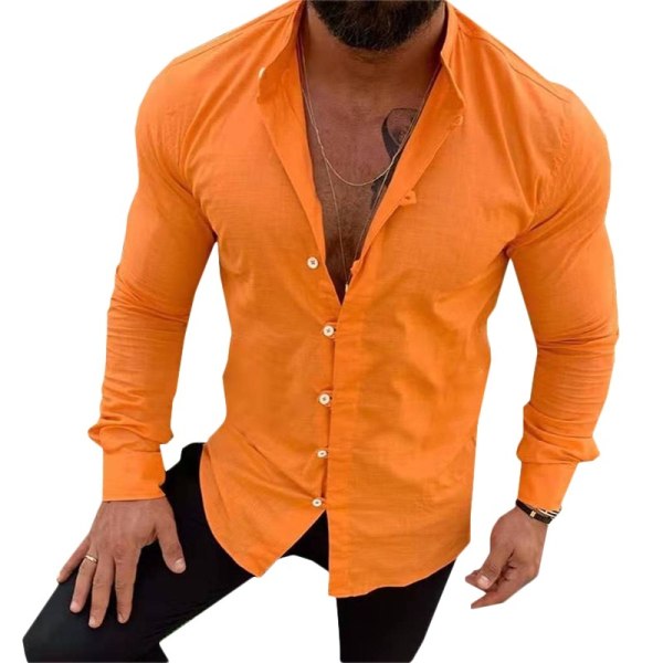 Solid Stand Collar Man Shirt Cardigan Business gray 3XL