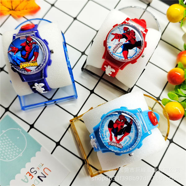 Barn Spiderman Watch Rotation Flip Strap Klockor Presenter red