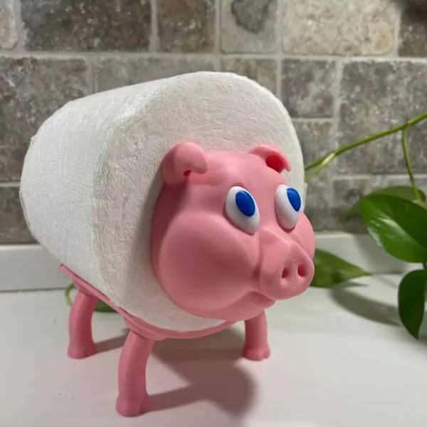 Toalettpappershållare med djurmotiv, fristående tecknad får-toalettrullehållare, 3D-printad gris katt toarullehållare för badrumsinredning, förvaring av pappersrullar A