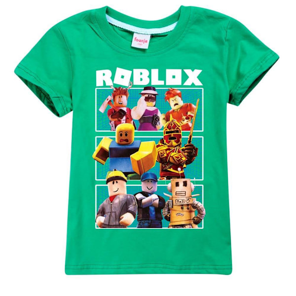 Roblox Pojkar Träningströjor Tecknade Toppar Sommar Kortärmad Snabbtorkande Aktiva T-shirts för Barn Tonåringar Green 120cm