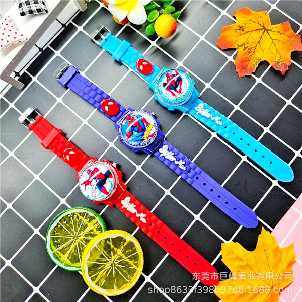 Barn Spiderman Watch Rotation Flip Strap Klockor Presenter Light blue