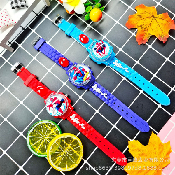 Barn Spiderman Watch Rotation Flip Strap Klockor Presenter red