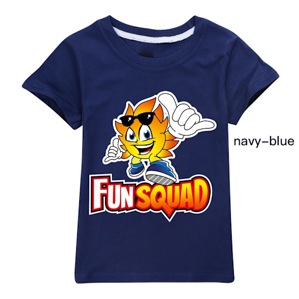 Fun Squad Gaming Pojkar Atletiska Tecknade Tröjor Toppar Sommar Kortärmad Snabbtorkande Aktiva T-shirts för Barn Tonåringar Navy Blue 130cm
