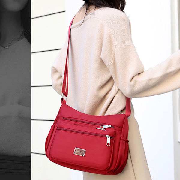 Damväska Messenger Bag Pack Resväska Casual Axelväska Slunga Ryggsäck Cross Body Väskor Red
