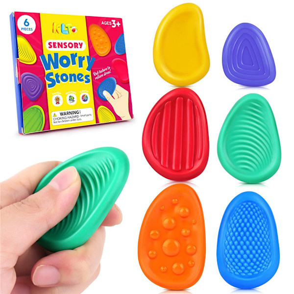 6 st Mjuka Orostenar Stressreducerande Fidget Sensory Leksaker för Barn