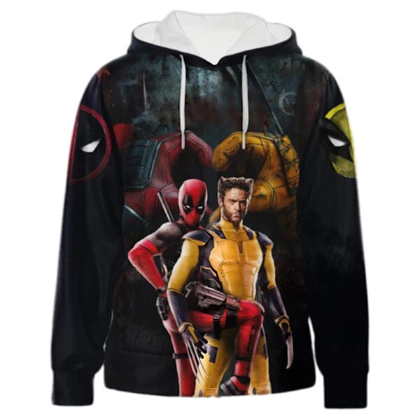 Deadpool Wolverine Hoodies för Vuxen Superhjälte Cosplay Kostym 3D Tryck Halloween Karneval Tröja 3XL