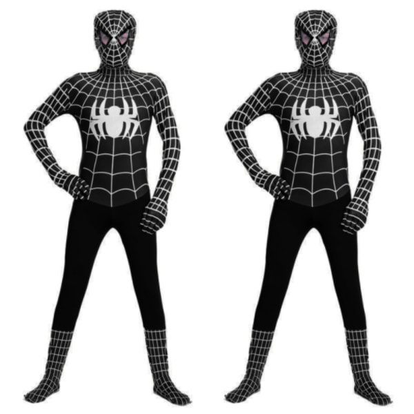 Halloween-kostym Anime Black Spider Spider-man Jumpsuit-kostym 120-130cm