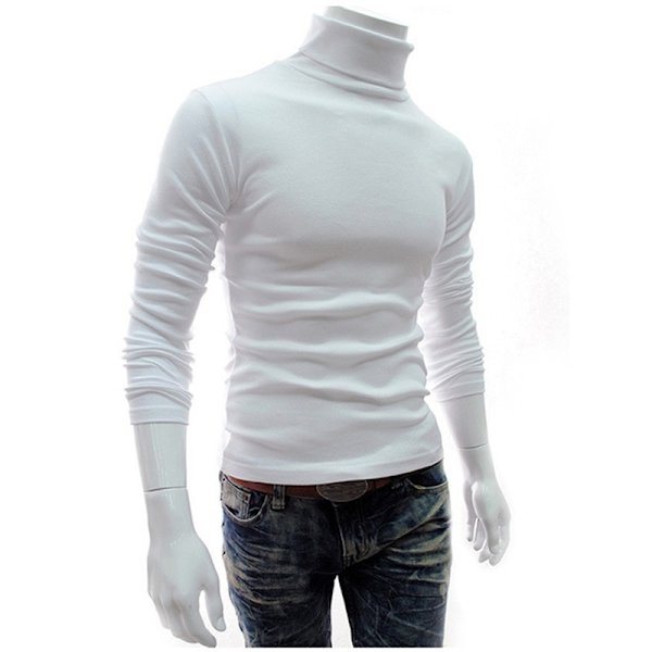 Ny långärmad tröja med polokrage för män light grey M