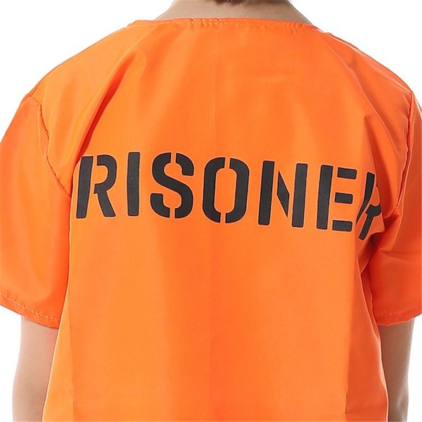 Orange Fångdräkt Vuxen Herr Inmate Fängelse Uniform Maskeraddräkt Halloween Set L