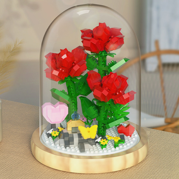 3D DIY-byggkloss romantisk blomma heminredning barngåva rose