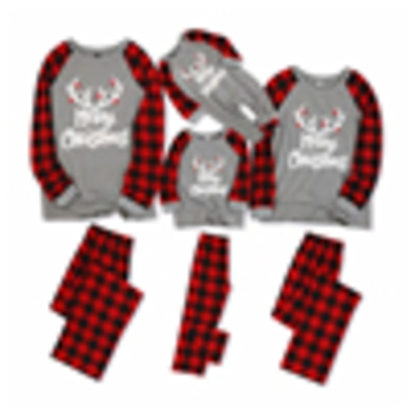 Föräldra-barn Atmosfär Check Colorblock Pyjamas Jul Fest child 5T