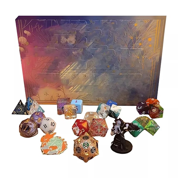Julkalender 2024 med Tärningar - Julklapp Presentask - 24 Dagar D&D Tärningsset Perfekt för Dungeons and Dragons