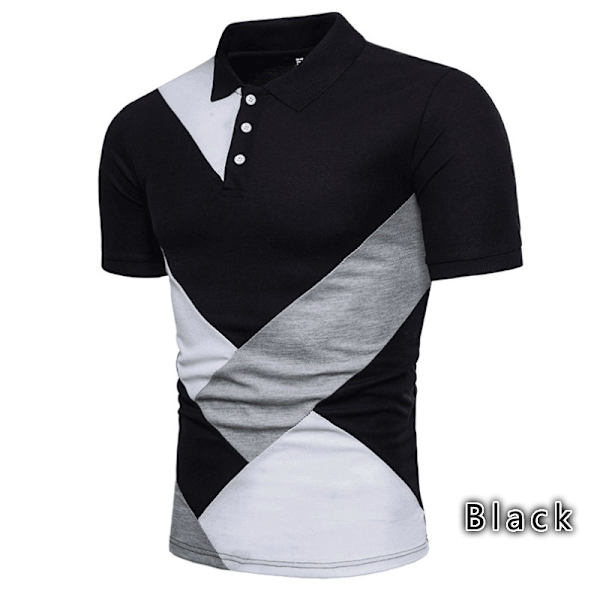 Snygg herr vänd krage geometrisk tryckt casual grey L