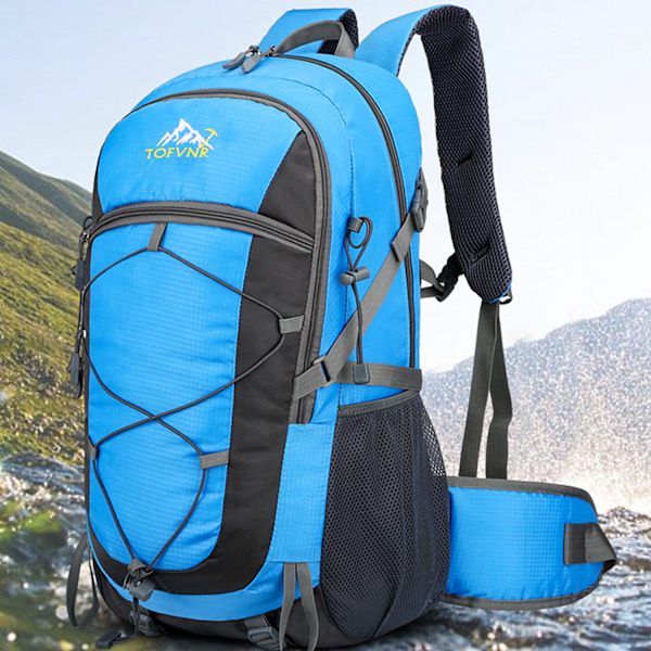 Vandringsryggsäck, 36-55L Trekkingryggsäck, Vattentät Utomhusryggsäck, Reseryggsäck, för Sport, Cykling, Klättring, Bergsklättring Sky Blue