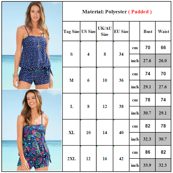 Dam sommarbikini prickig tryckt baddräkt charmig mjuk Camouflage L