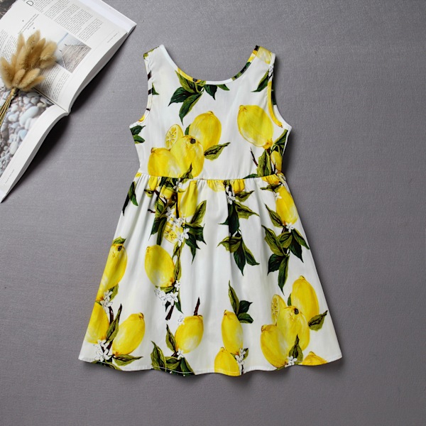 Småbarn Flickor Sommar Ärmlös Tank Klänning Semester Blommig Kort Sommarklänning F 130cm