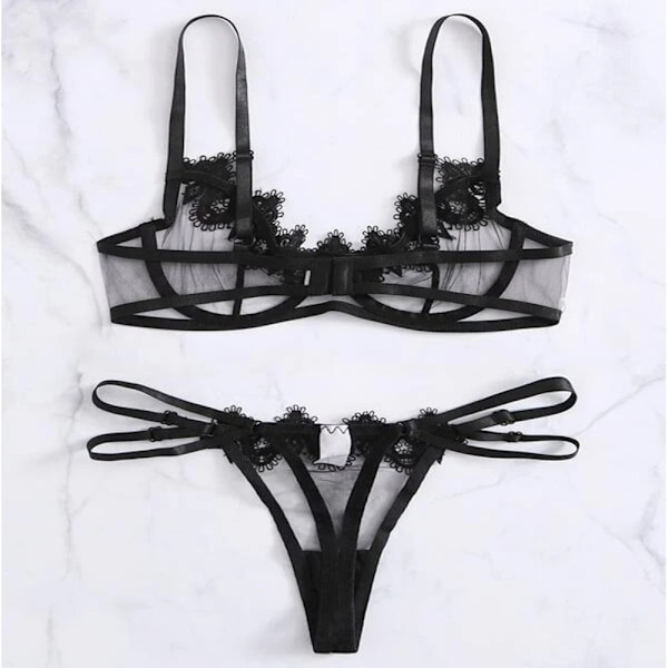 Dam Spets Babydoll BH Underkläder Trosor Trosor Underkläder Set XL