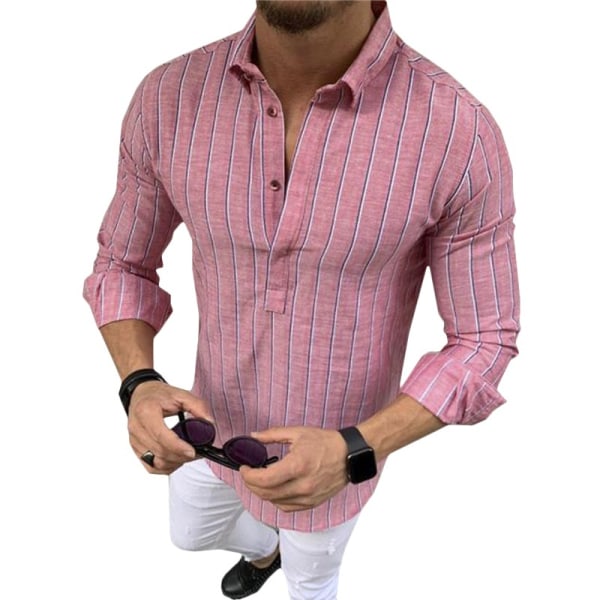 Man Stripe Business Blus Button Pullover white 3XL