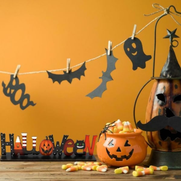 Halloween pumpa trä prydnad dekoration bokstäver bord dekor