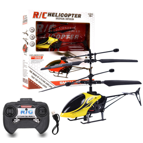 Helikopter med LED-ljus, gyroskopiskt flygplan, flygande drönare, leksaker för barn yellow